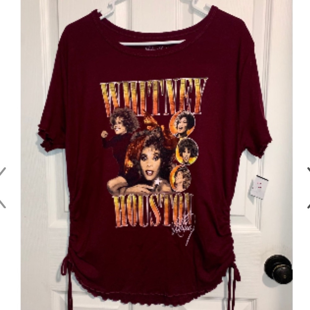 Whitney Houston Maroon Side Cinch T-shirt